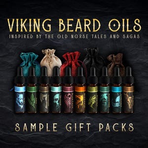 Cadeau d'huile à barbe pour homme | Echantillons d'huile à barbe Viking - Cadeau de Noël pour lui - Cadeaux d'anniversaire pour homme | Cadeaux vikings | Bas de Noël
