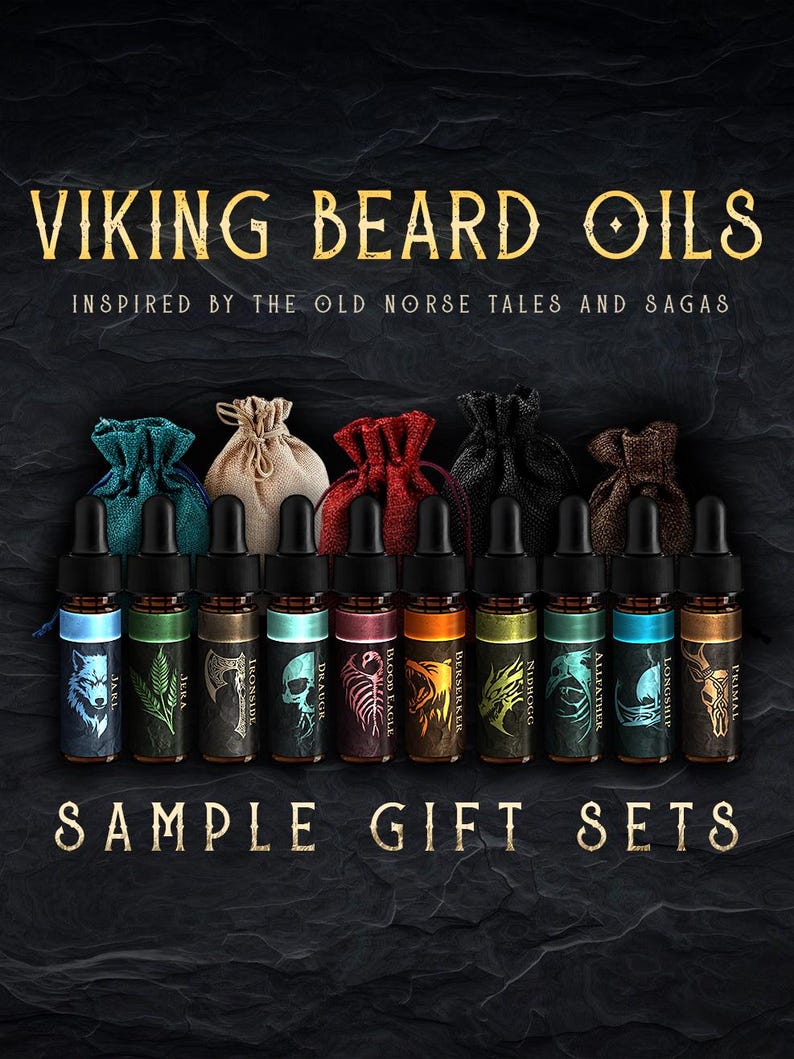 Beard Oil Gift For Men | Viking Beard Oil Sample Packs - Christmas Gift For Him - Birthday Gifts for Men | Viking Gifts | Stocking Stuffer image 1