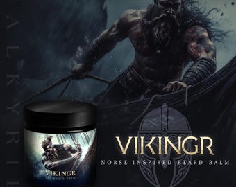 Viking Beard Balm 2oz ᛟ Scent: VIKINGR • Viking Gifts For Men • The Best Beard Balm & Butter Hybrid • Gift For Him Husband