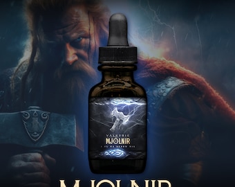 Aceite para Barba Vikingo ᛟ Aroma: MJOLNIR • Regalos Vikingos Para Hombres • El Mejor Regalo De Barba Para Él Cuero Thor