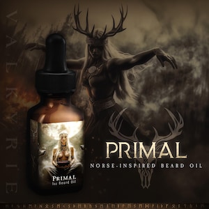 Olio per barba vichingo ᛟ Profumo: PRIMAL • Regali vichinghi per uomo • Il miglior regalo per la barba per lui