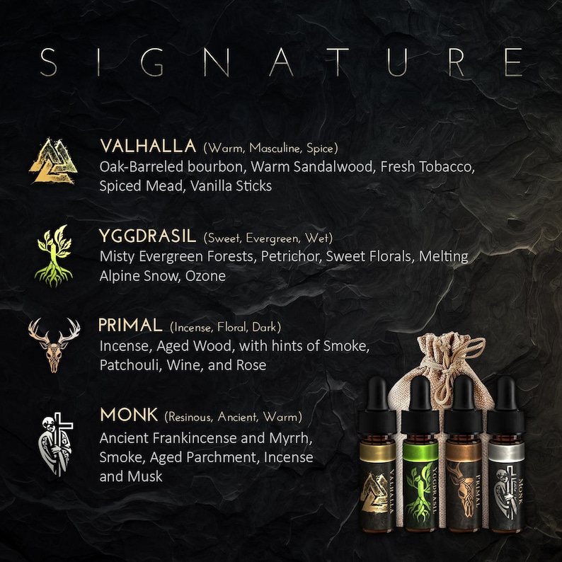 Beard Oil Gift For Men | Viking Beard Oil Sample Packs - Christmas Gift For Him - Birthday Gifts for Men | Viking Gifts | Stocking Stuffer ᛗ SIGNATURE SERIES ᛗ