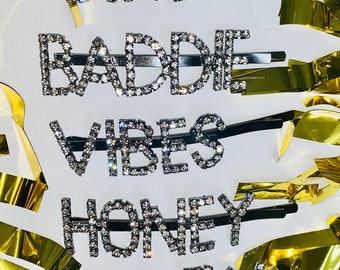 Crystal Rhinestone Words Hair Pin
