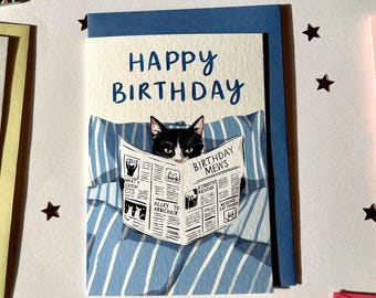 Cat Birthday Card, Funny Cat Greeting Card