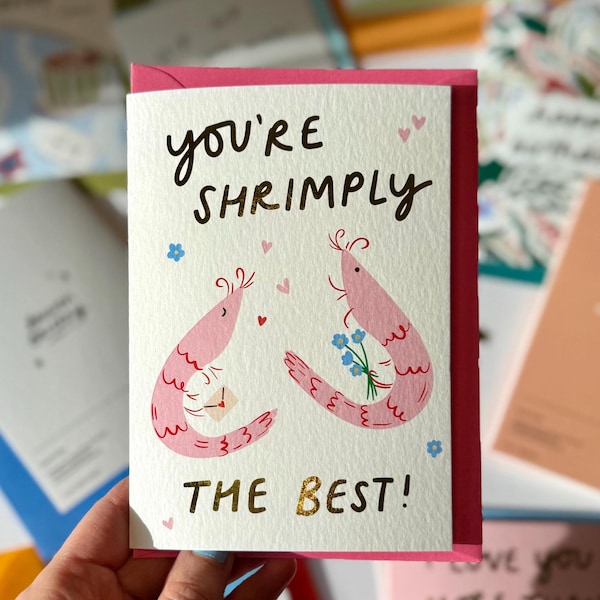Shrimply The Best Card, Funny Birthday/ Anniversary Card, A6 Blank Inside