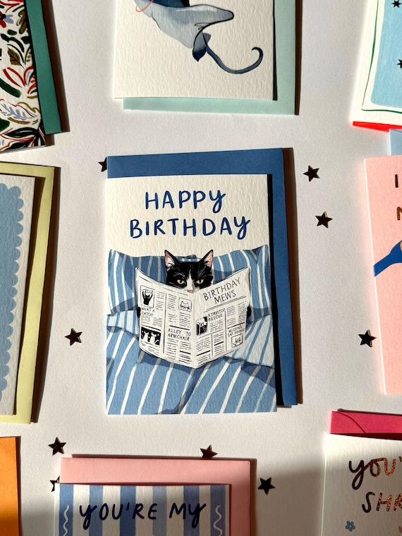 Cat Birthday Card, Funny Cat Greeting Card