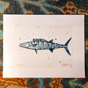 Wahoo, Wahoo Fish, Wahoo Drawing, Wall Art, Wahoo Art, Wahoo Painting, Florida Fish, Florida Art, Florida Wahoo