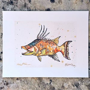 Hogfish, Hogfish Art, Acquerello Hogfish, Stampe di pesce, Fish Art, Decorazione della camera, Arte murale, Arte marina, Opere d'arte marina, Florida Wildlife, Florida