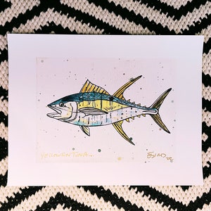 Yellowfin Tuna, Yellowfin Tuna Drawing, Yellowfin Tuna Painting, Yellowfin Tuna Artwork, Yellowfin Tuna Art, Florida Fish, Florida Fishing