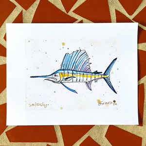 Sailfish, Sailfish Art, Sailfish Drawing, Sailfish Painting, Florida Sailfish, Sailfishing, Florida Art, Florida Wildlife, Fish Art