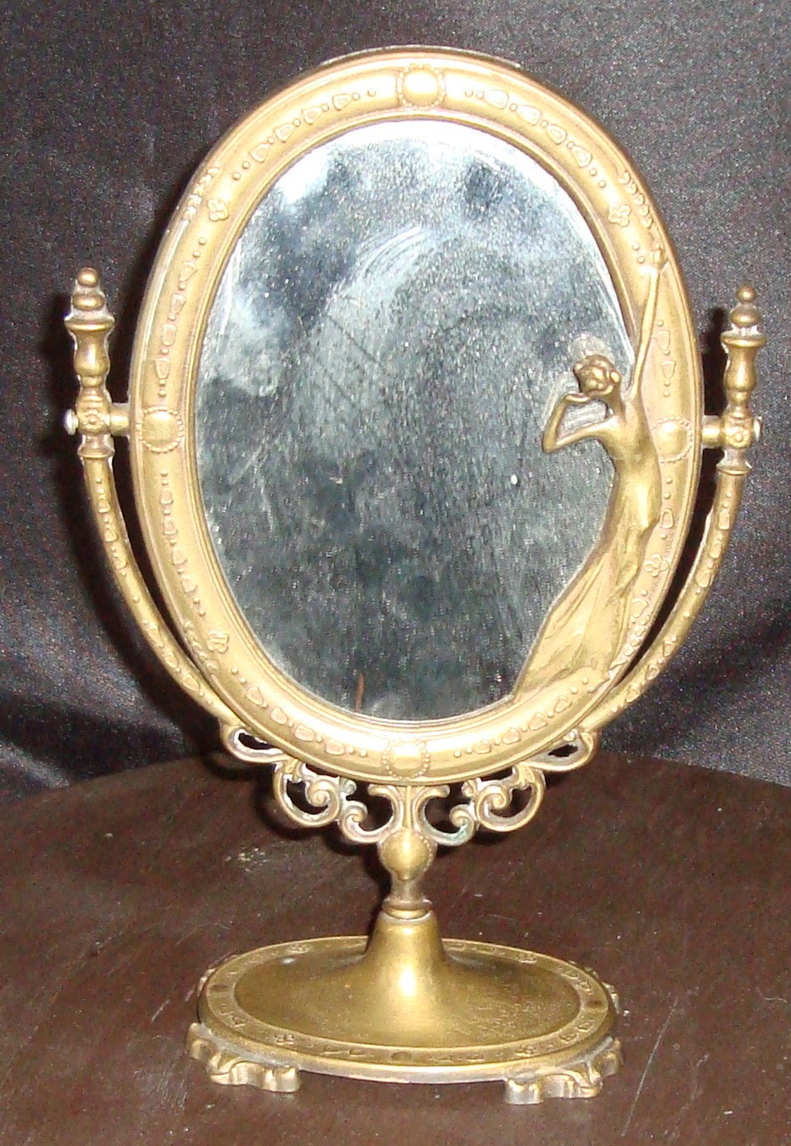 Antique Art Nouveau brass vanity pivoting mirror Italy Etsy