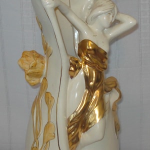 hand-painted Royal Dux Art Nouveau figural vase