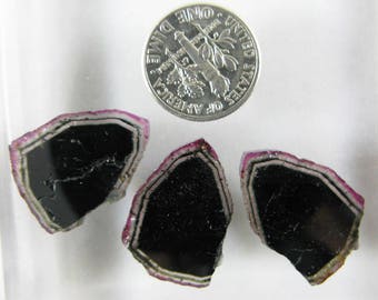 39 ct Liddicoatite Tourmaline Slice Set of 3- Madagascar. Rock and Mineral Specimen for wire wrapping. Particolor watermelon M4809