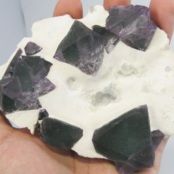 Cristal de fluorite de 4,6 po. - 303 g - Mine De'An, Chine. Beaux cristaux naturels verts. Spécimen de roche et de minéraux. Reiki de guérison des chakras M39-B17