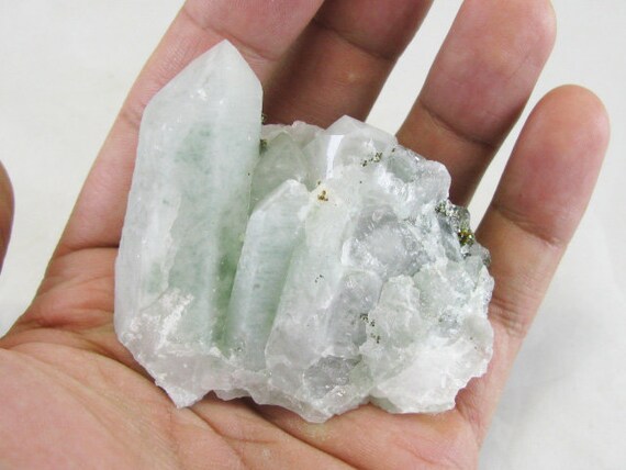 2.5 cristaux naturels de la Mongolie Chine-99 g-intérieur de cristal de  Quartz vert mongol Elestial lémurien spécimen minéral géométrie P11058 -   France