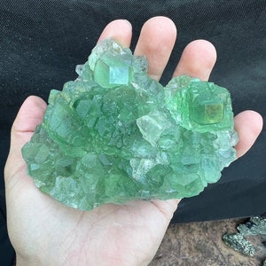 4.4" Fluorite Crystal- 539g- Fujian China. Beautiful green natural crystals . Rock and Mineral Specimen. Chakra Healing reiki P121769