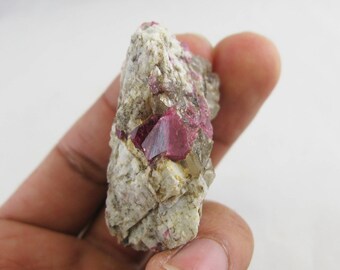 2.2"  Red Liddicoatite Tourmaline 59g - Madagascar. Beautiful natural pink rubellite crystals on matrix. Mineral Specimen. Rubelite. N21974