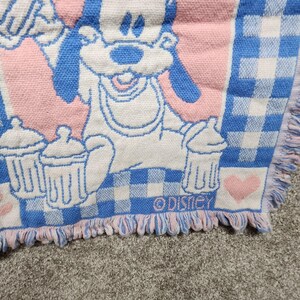 Avon 1994 Disney Babies Throw Blanket Mickey Minnie Mouse Pink Blue Woven immagine 7