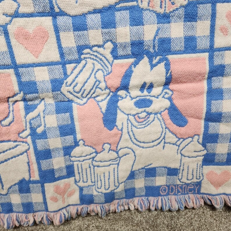 Avon 1994 Disney Babies Throw Blanket Mickey Minnie Mouse Pink Blue Woven immagine 6