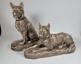 Mosaic Tile Company Art Pottery Matte Brown German Shepard Dog Figurine Statue