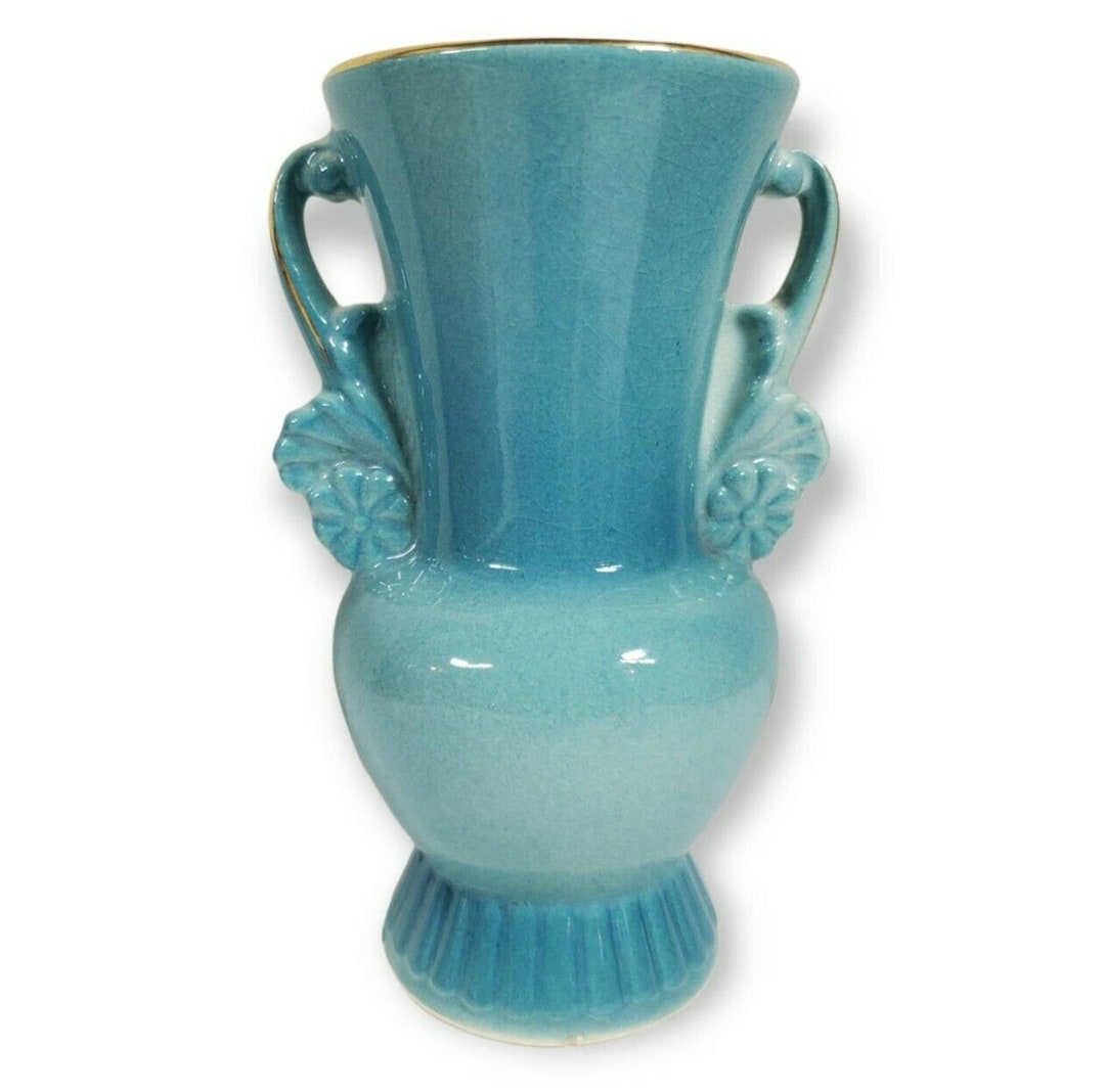 Vintage Royal Copley Vase Urn Blue Green Gold Gilded Small 6 1/4in Etsy