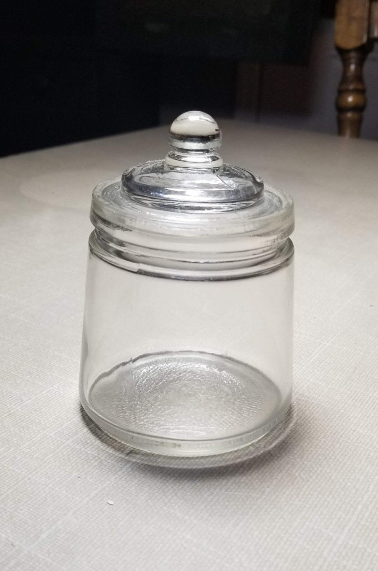 Vintage Small Apothecary Jar Glass Clear Round 4.5 Etsy
