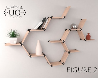 Hexagon Shelves. Connector Kit nº 3. DIY furniture printed in 3d, Floating shelves, Wall shelves, Shelf decor, Home Decor, diy Gift.