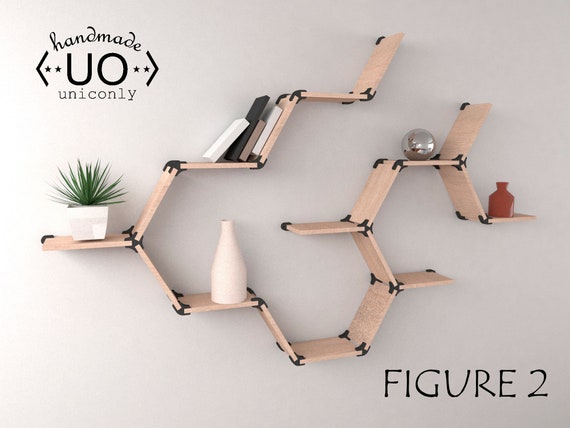 Hexagon Shelves. Connector Kit nº 3.  DIY furniture printed in 3d, Floating shelves, Wall shelves, Shelf decor, Home Decor, diy Gift.