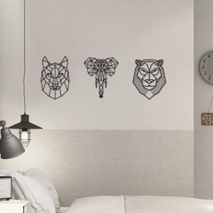 3 head pack | 3d geometric animals | origami Wall Decor | 3d Wall Decor | Geometric Figure Decor | Decoration for Bedrooms, Living Rooms