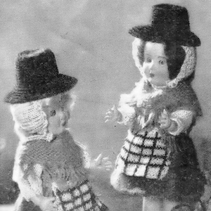 Doll Knitting WELSH COSTUME Fifties pattern for 6 and a half inch vintage doll - collector&#39;s item #118