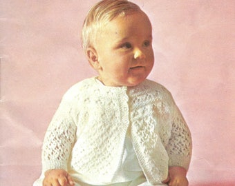 PDF Vintage knitting baby pattern for cardigan, lacy matinee coat jacket 1940s #22