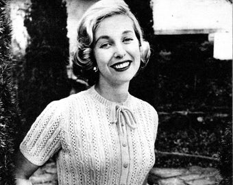 Vintage Knitting Jumper Top Sweater Pattern Summer ladies woman's medium size 1950s top T-shirt lightweight stylishPDF#19