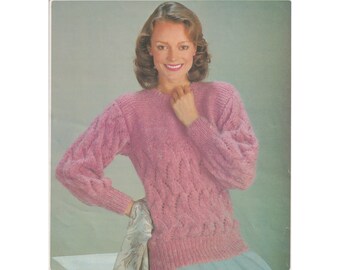 Vintage knitting Woman's Jumper/sweater Chunky yarn long sleeves UK #162