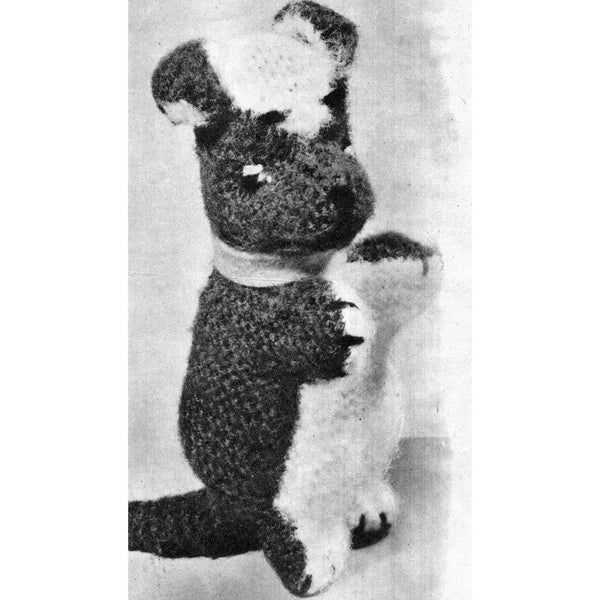 Vintage Small Puppy Dog Knitting Pattern 6 inches - 15 cm. Little tiny quick & easy gift or present for child or baby PDF #52
