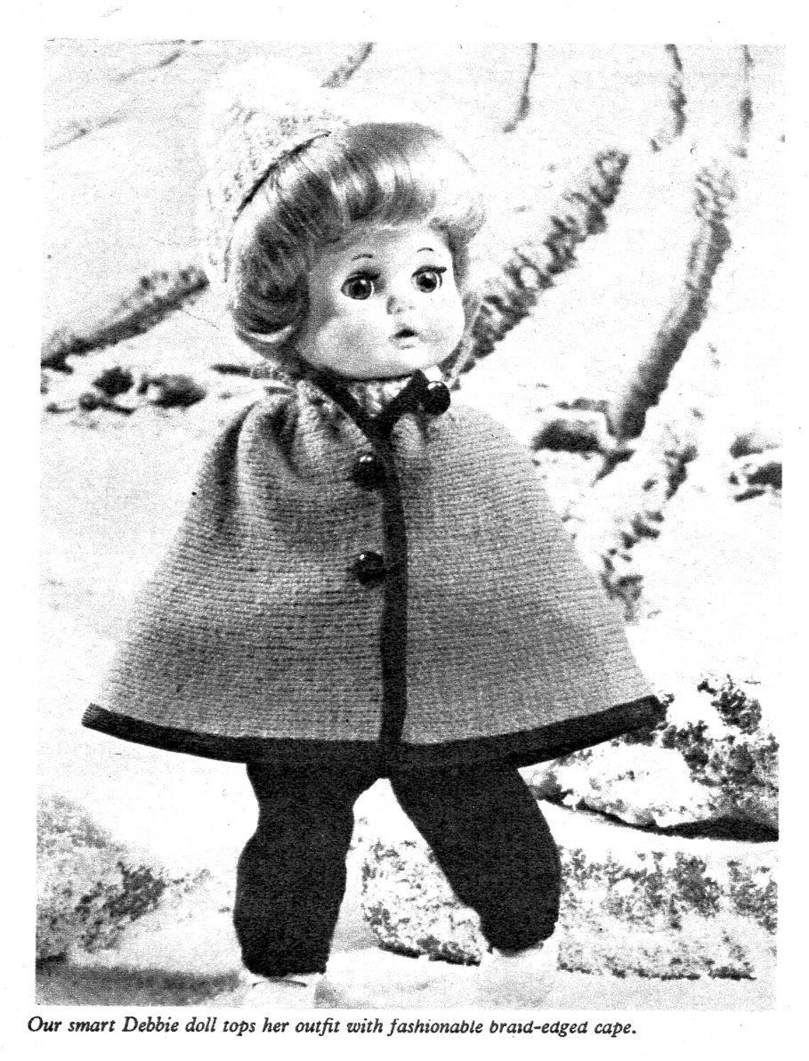 Doll Vintage Outfits Knitting Pattern Jumper Trousers Cape Etsy