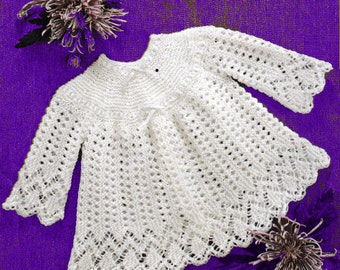 PDF Baby Angel Top knitting pattern 0 - 18 months 100g 3 or 4 ply fingering 3 - 4.5mm needles 1960s  Emu lacy top sweater 0- 6 months #122