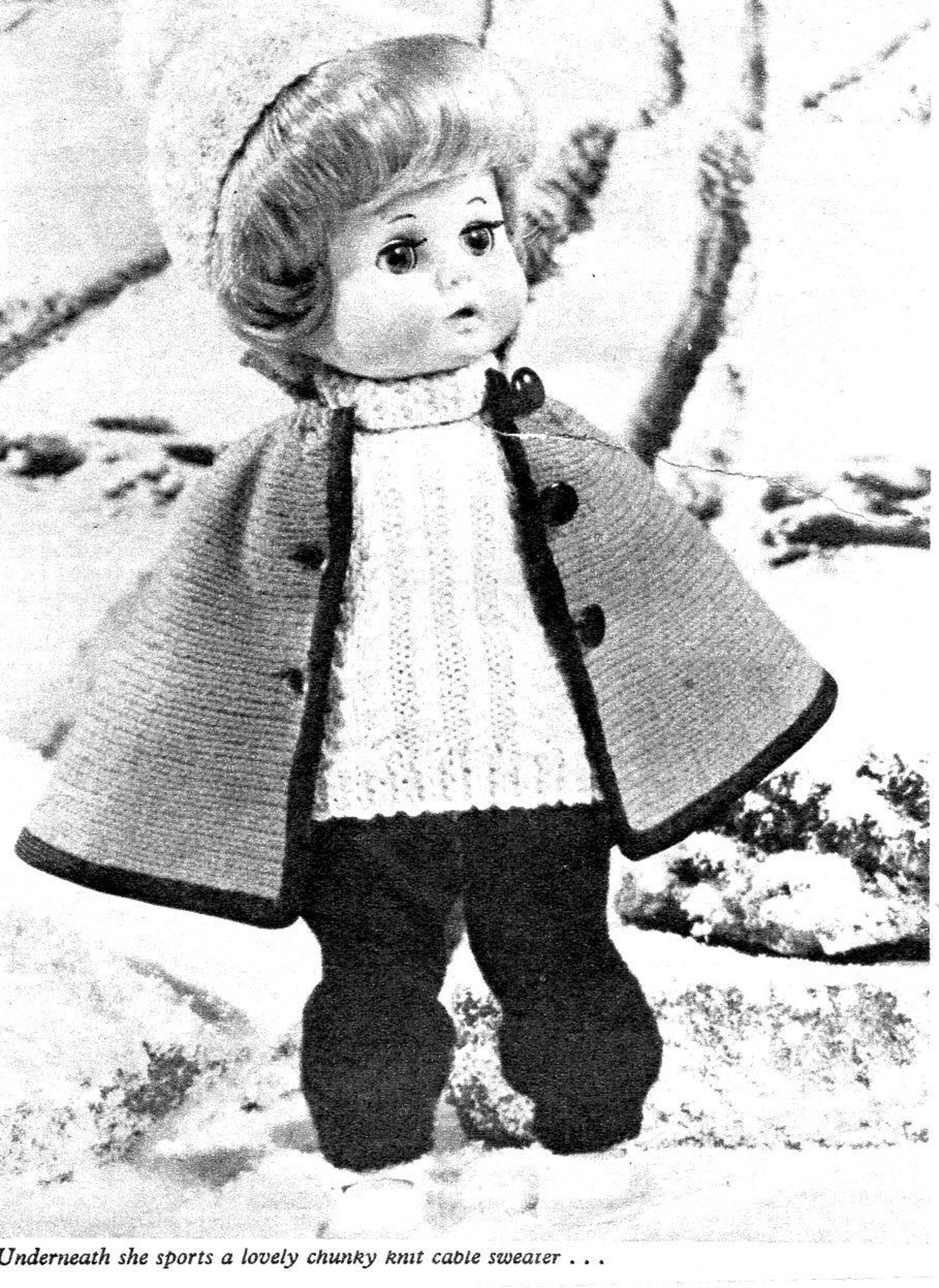 Doll Vintage Outfits Knitting Pattern Jumper Trousers Cape Etsy