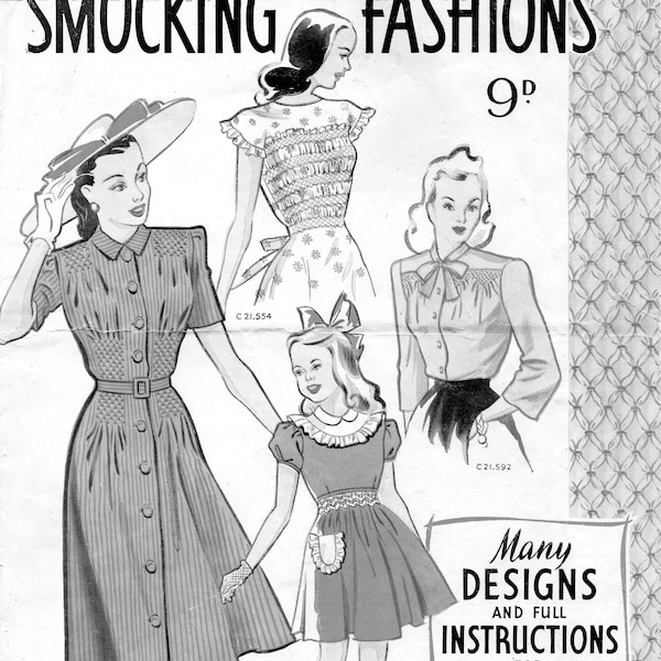 PDF Vintage Smocking Magazine Fashion 75 yrs vor Illustrierte Anleitung Tutorial Patterns Designs #42