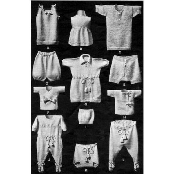 Vintage Baby Knitting Underwear 1930s pattern vest pants petticoat vest knickers drawers museum history warm cosy PDF #25