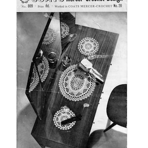 Conjunto de penteadeira de 3 peças de crochê vintage com 20 algodão de crochê terminologia do Reino Unido #128