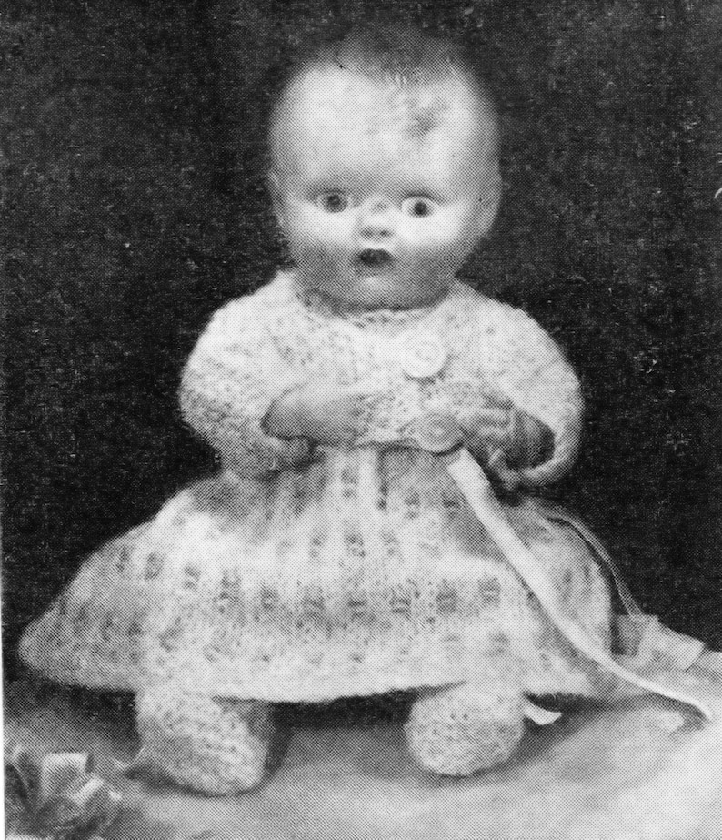 PDF Vintage Tiny Doll knitting 6 12 inch 16.5cm Collection 2 and 4-ply fingering 6 patterns lovely outfits Berenguer Rosebud baby doll #83