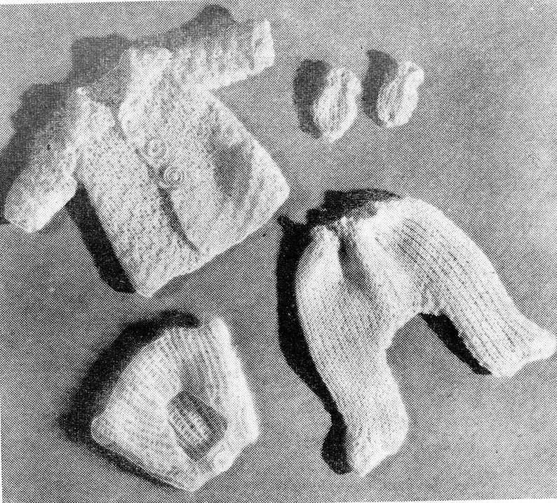 PDF Vintage Tiny Doll knitting 6 12 inch 16.5cm Collection 2 and 4-ply fingering 6 patterns lovely outfits Berenguer Rosebud baby doll #83