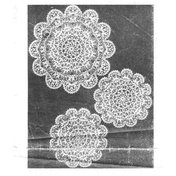 Vintage Crochet Mats pattern of 1949 remastered for experienced crocheters, 3 balls of No. 60 Coats, fine steel crochet hook, UK terms#134