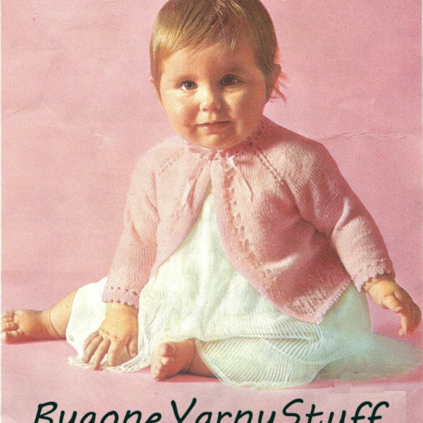 PDF Vintage baby knitting pattern cardigan matinee coat 6 months "Flower Borders" child infant easy quick baby-shower #21