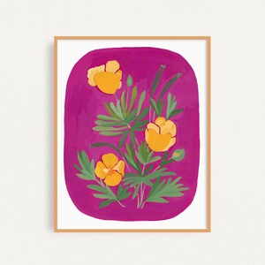 California Poppy Art Print: Colorful Floral Botanical Wall Art