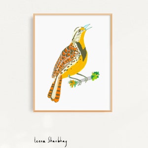 Meadowlark Bird Art Print, Bird Wall Art