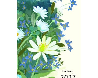 2027 Vertical Hanging Wall Calendar: Hand painted Native Wildflowers Botanical Monthly Calendar
