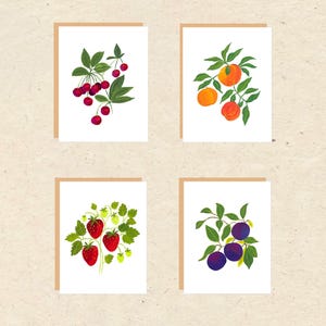 Jeu de cartes de correspondance vierges Fruits d'été | Jeu de cartes de correspondance fraises, pêches, prunes, cerises | Jeu de cartes pour toute occasion