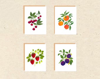 Jeu de cartes de correspondance vierges Fruits d'été | Jeu de cartes de correspondance fraises, pêches, prunes, cerises | Jeu de cartes pour toute occasion