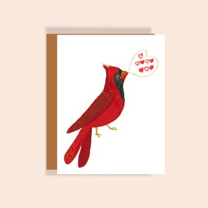 Northern Cardinal Love Card | Valentine's Day Bird Blank Cards